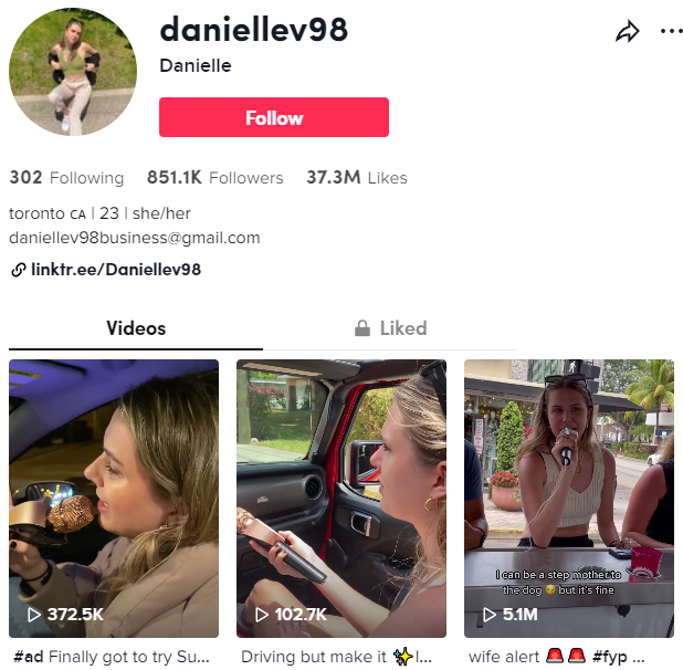 Danielle Toronto-based Canadian TikTok influencer