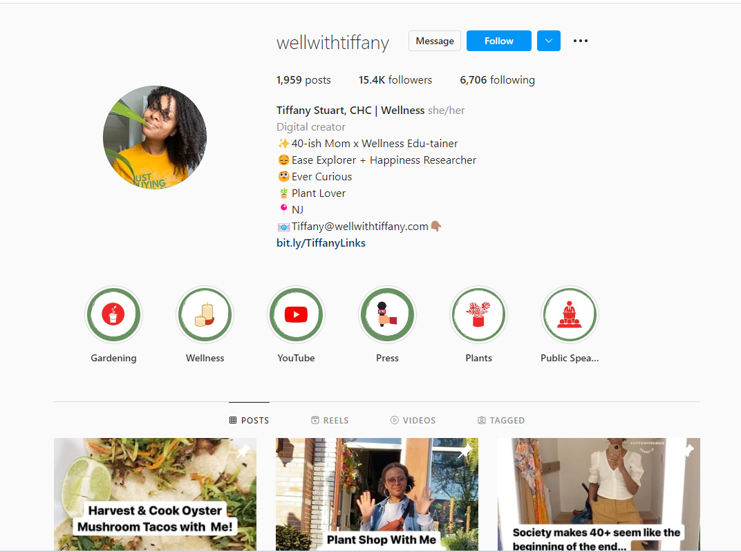 Tiffany wellness content creator