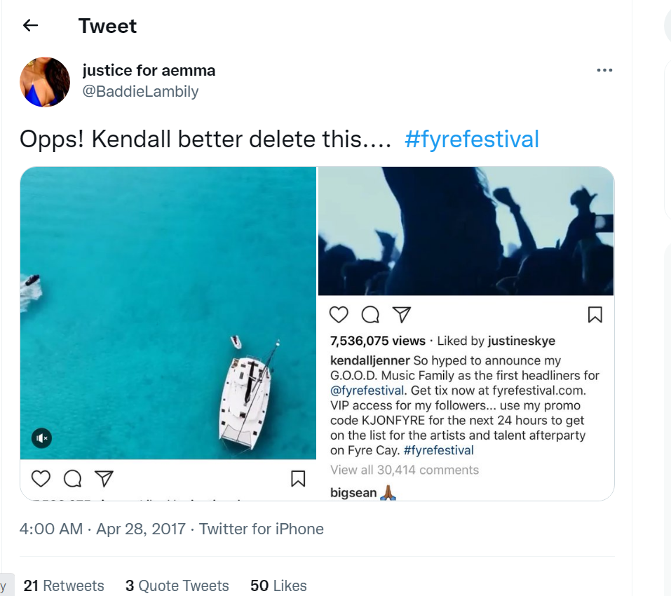 FyreFestival Tweet Screenshot