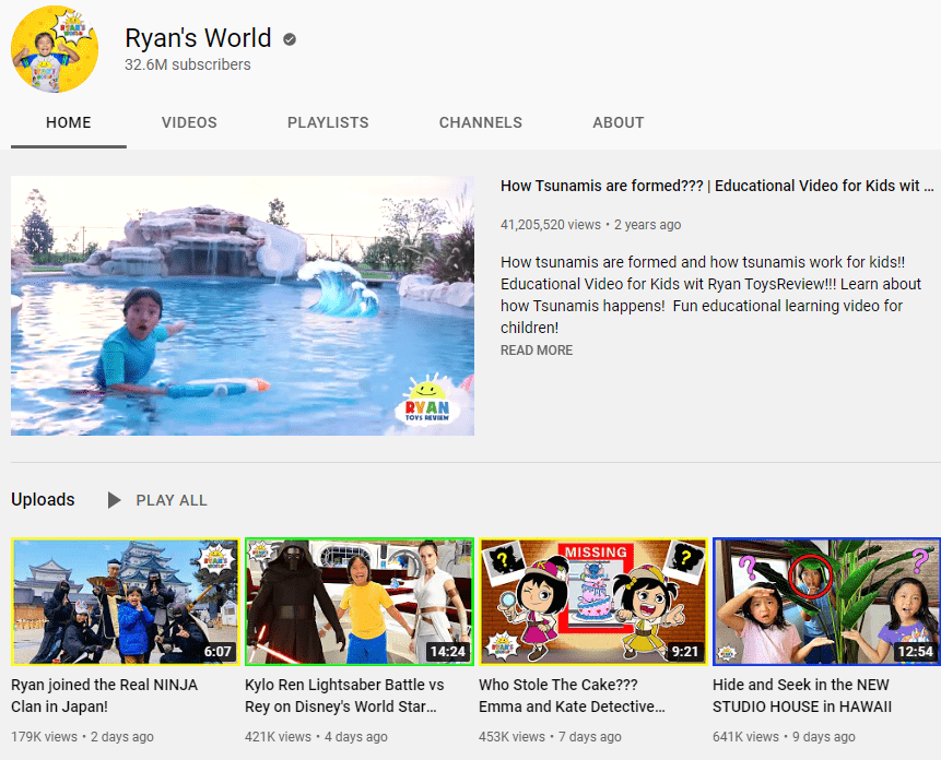 Ryan’s World Child Influencer