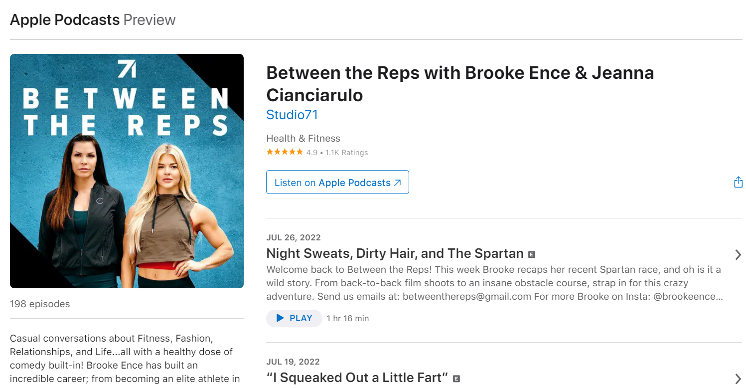 Brooke Ence and Jeanna Cianciarulo fitness-focused podcast