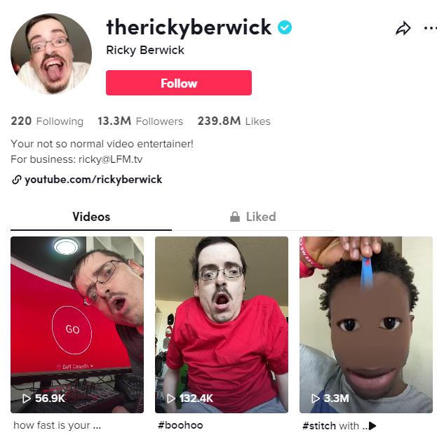 Ricky Berwick Candian tiktok Influencer