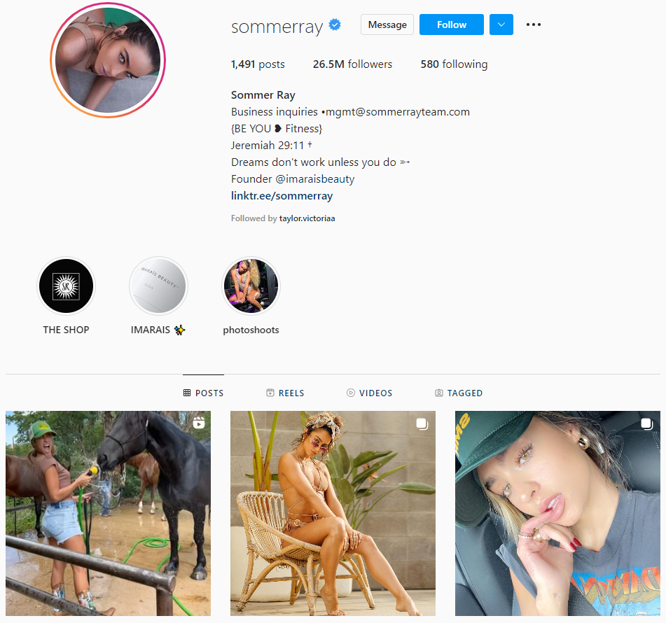 Top Instagram Influencer 2023 Sommer Ray