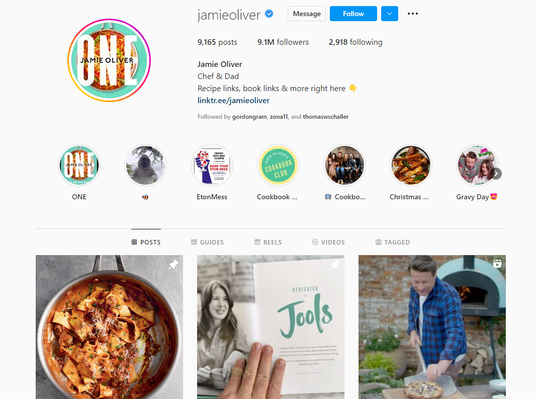 Jamie Oliver Chef top food influencer 2023