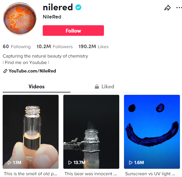 Nile Tik-Tok influencer & chemist