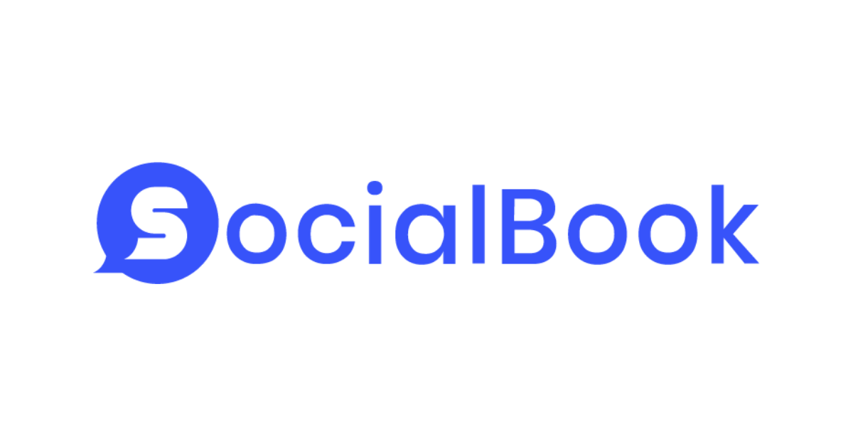 The logo features a vibrant blue speech bubble icon on the left containing a stylized white letter 