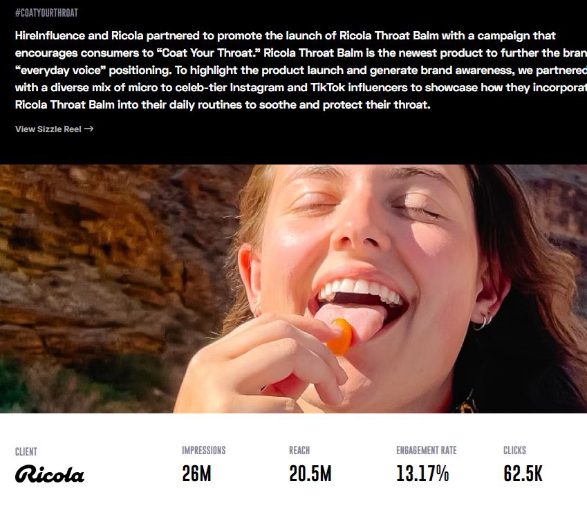 cpg influencer campaign ricola hire influence