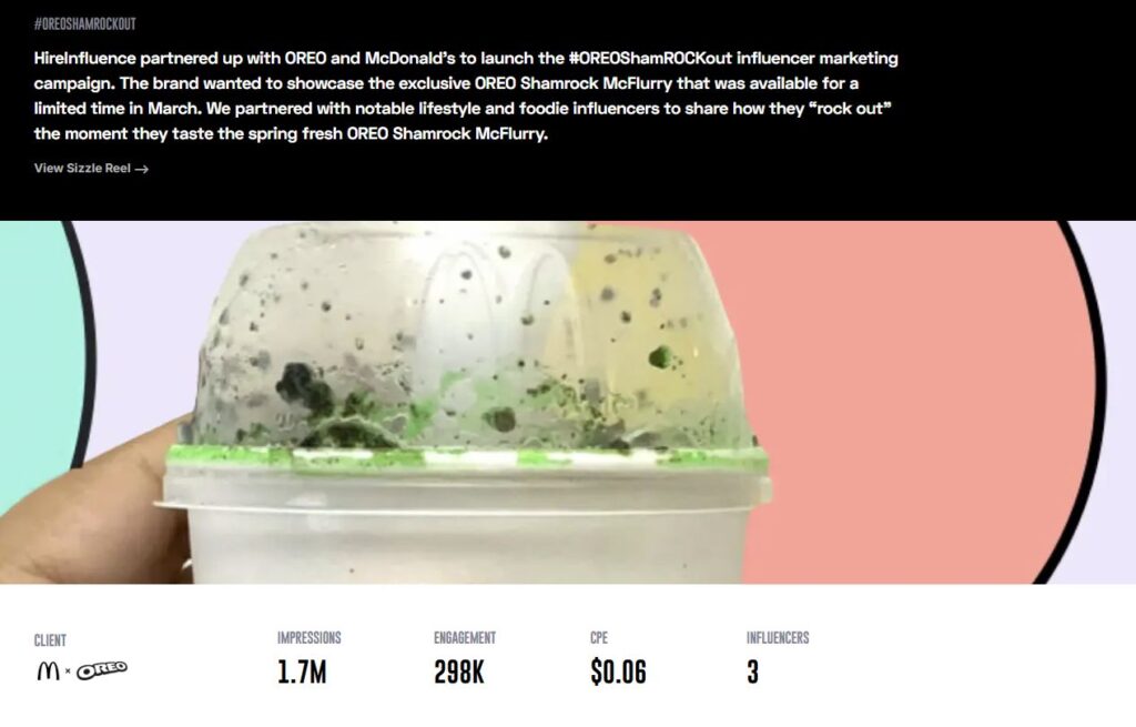 Best Influencer Marketing Agencies for Enterprise Brands (2026) 1 HireInfluence influencer marketing campaign results for McDonald's