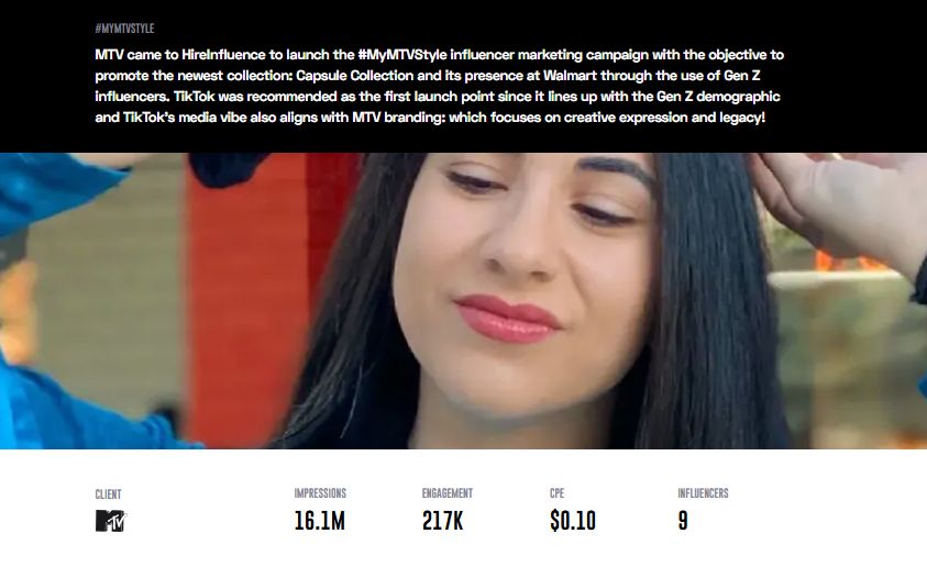 tiktok influencer campaign for mtv hireinfluence 2026